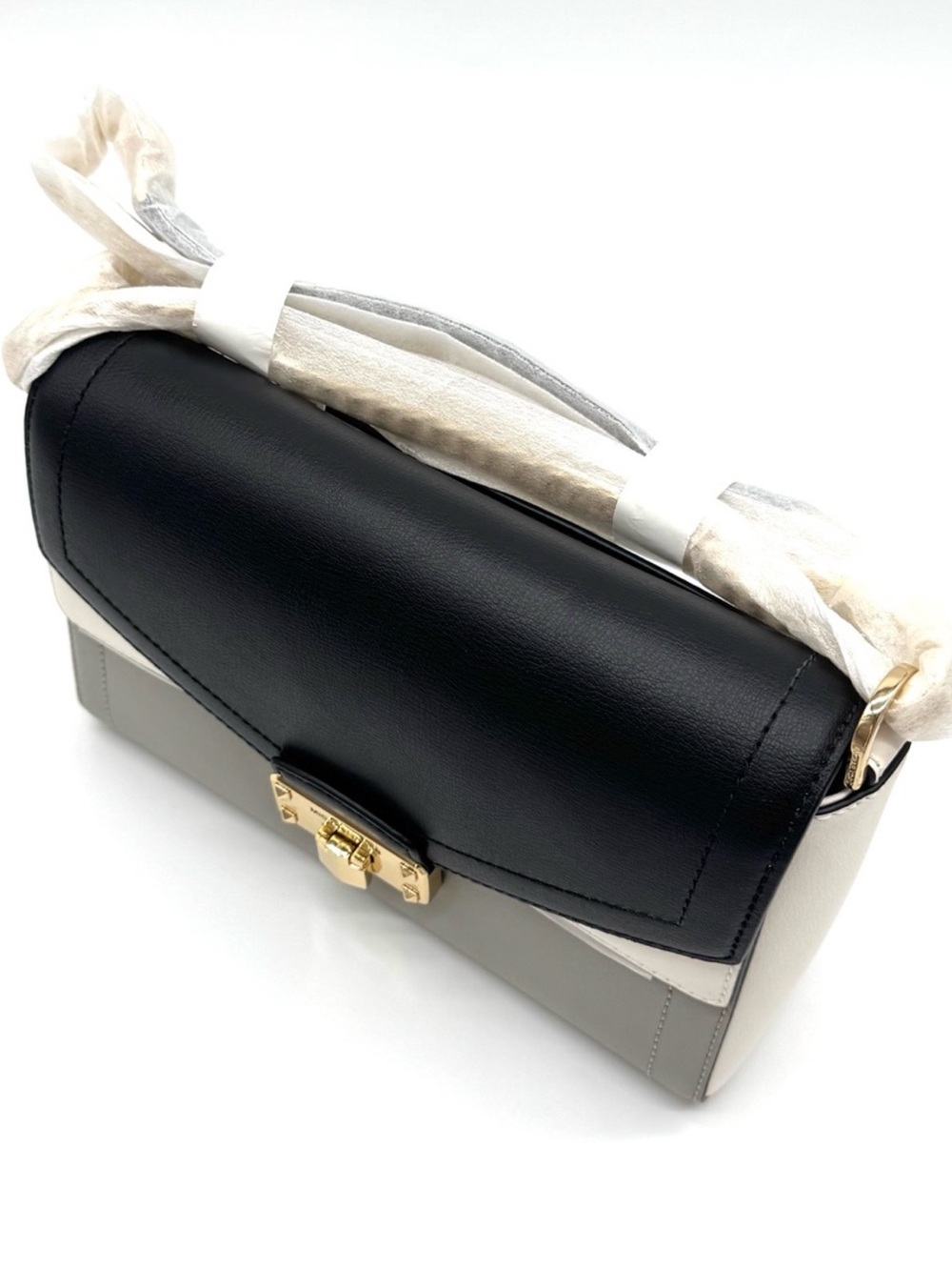 Michael Kors Kinsley Medium Shoulder Flap Crossbody Bag Optic White Multi - Picture 5 of 9